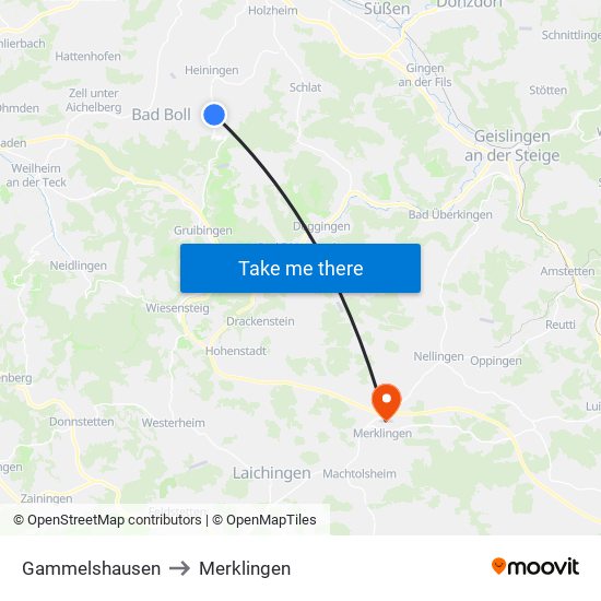 Gammelshausen to Merklingen map