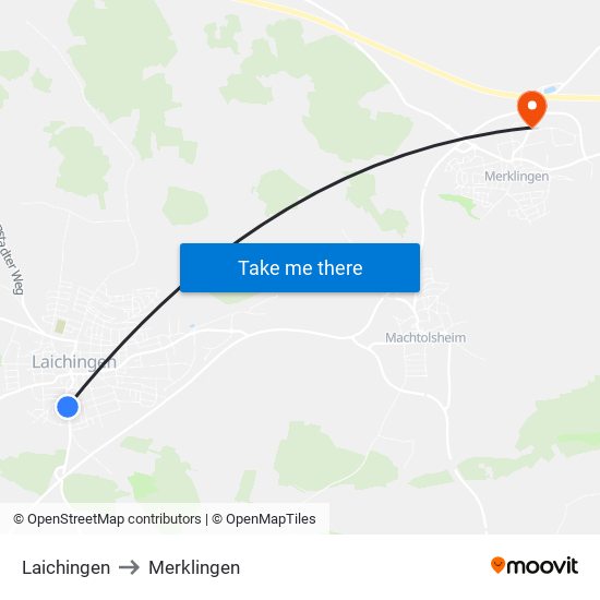 Laichingen to Merklingen map