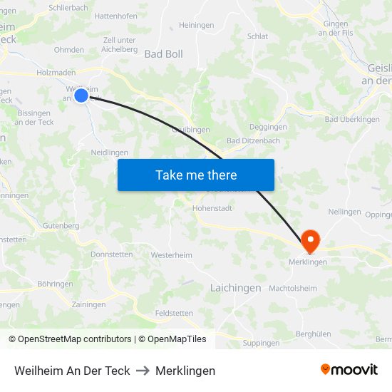 Weilheim An Der Teck to Merklingen map