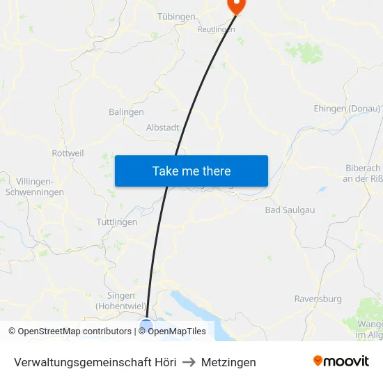 Verwaltungsgemeinschaft Höri to Metzingen map
