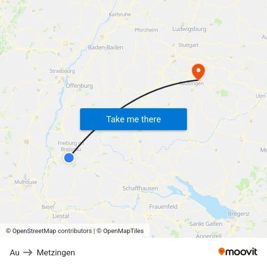 Au to Metzingen map
