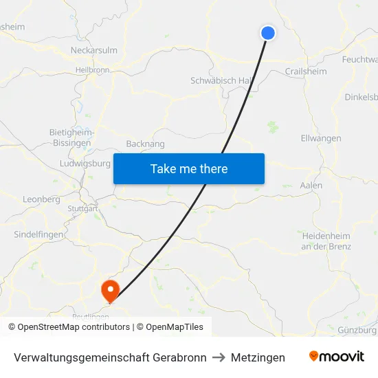 Verwaltungsgemeinschaft Gerabronn to Metzingen map