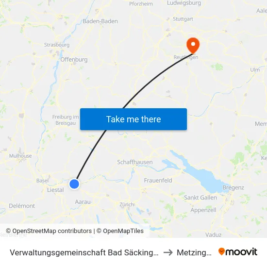 Verwaltungsgemeinschaft Bad Säckingen to Metzingen map