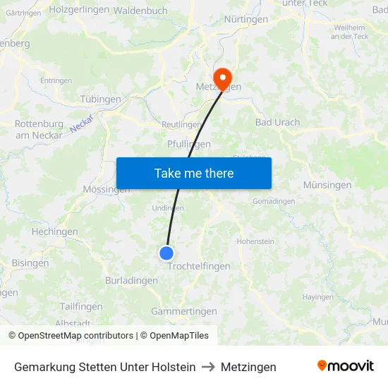 Gemarkung Stetten Unter Holstein to Metzingen map