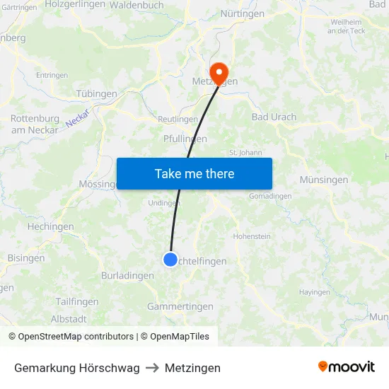 Gemarkung Hörschwag to Metzingen map