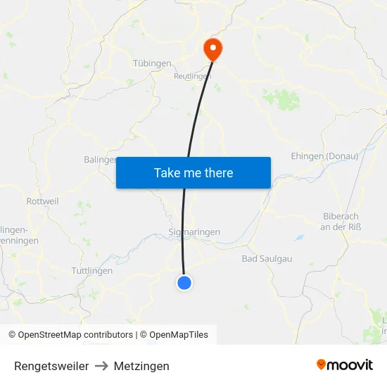 Rengetsweiler to Metzingen map
