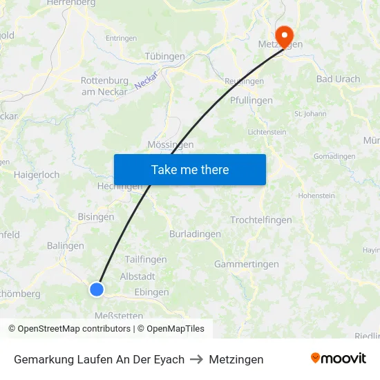 Gemarkung Laufen An Der Eyach to Metzingen map