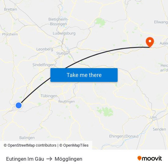 Eutingen Im Gäu to Mögglingen map