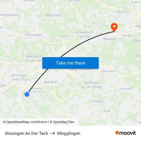 Bissingen An Der Teck to Mögglingen map