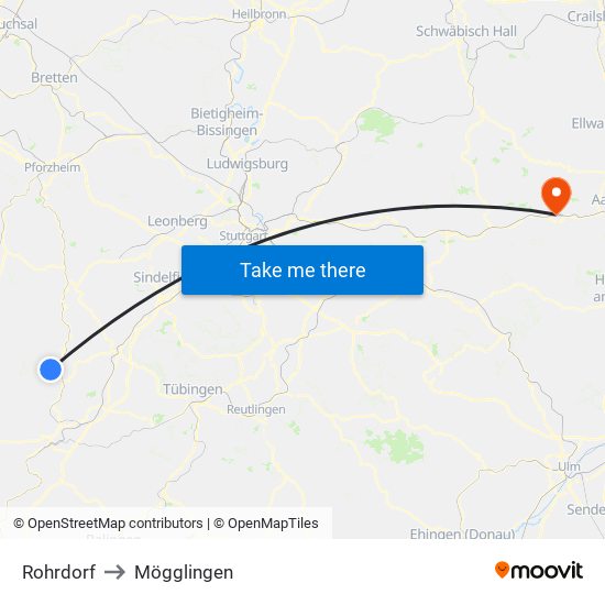 Rohrdorf to Mögglingen map