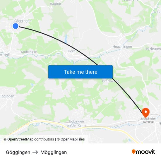 Göggingen to Mögglingen map