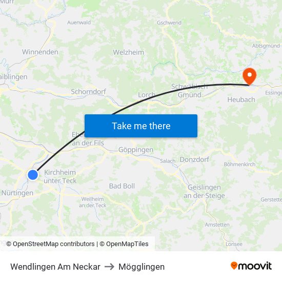 Wendlingen Am Neckar to Mögglingen map