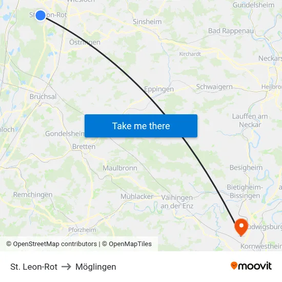 St. Leon-Rot to Möglingen map