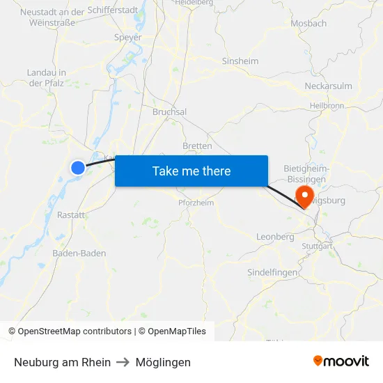 Neuburg am Rhein to Möglingen map