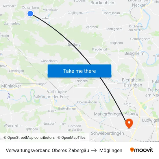 Verwaltungsverband Oberes Zabergäu to Möglingen map