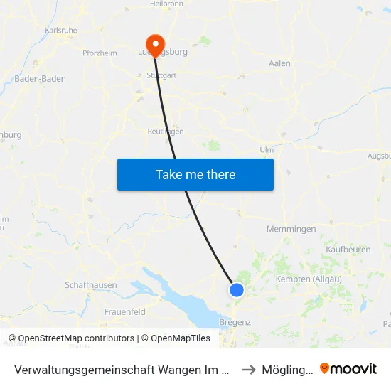 Verwaltungsgemeinschaft Wangen Im Allgäu to Möglingen map
