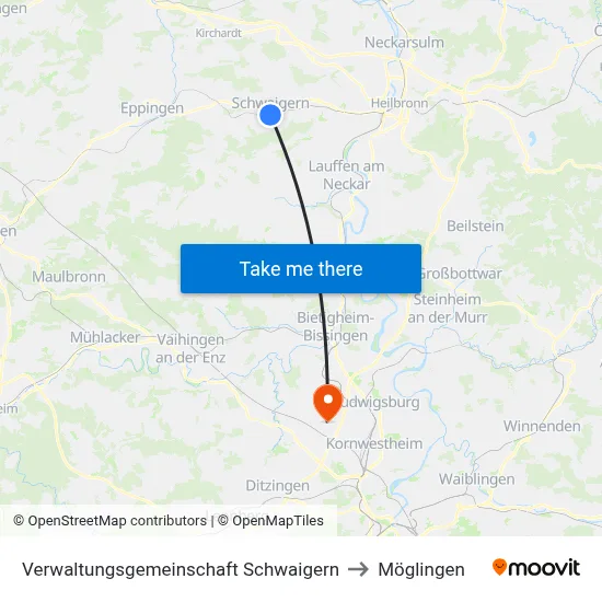 Verwaltungsgemeinschaft Schwaigern to Möglingen map