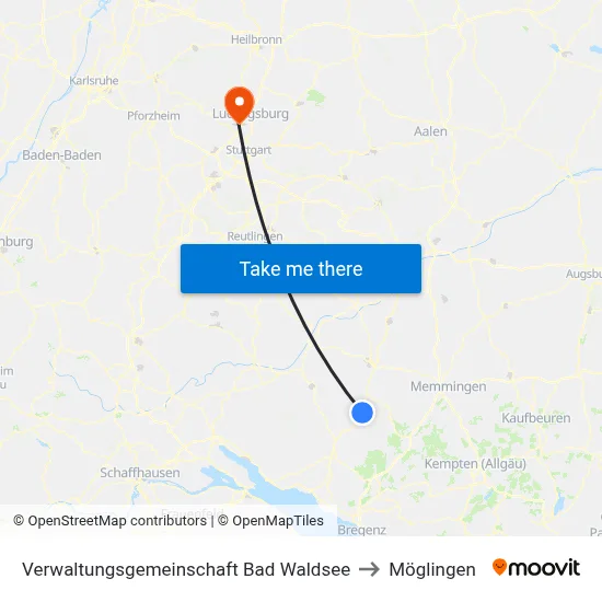 Verwaltungsgemeinschaft Bad Waldsee to Möglingen map