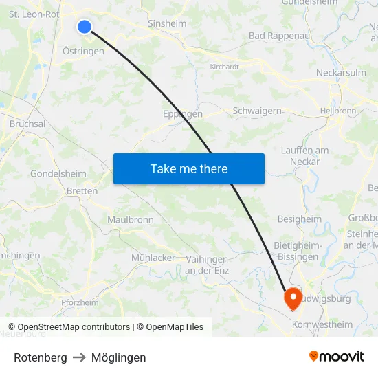 Rotenberg to Möglingen map
