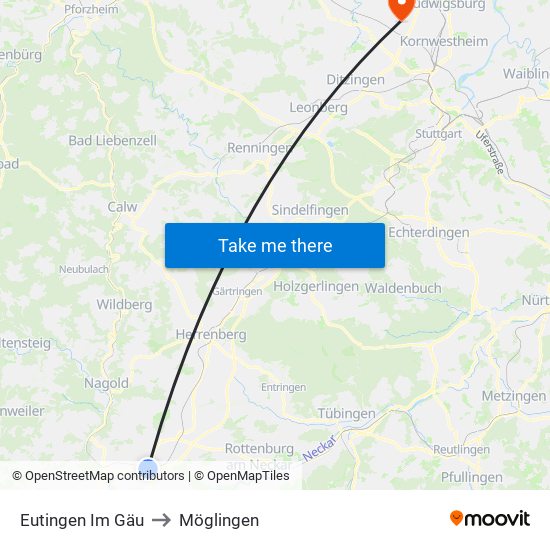 Eutingen Im Gäu to Möglingen map