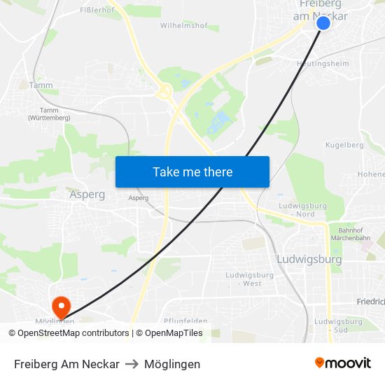 Freiberg Am Neckar to Möglingen map