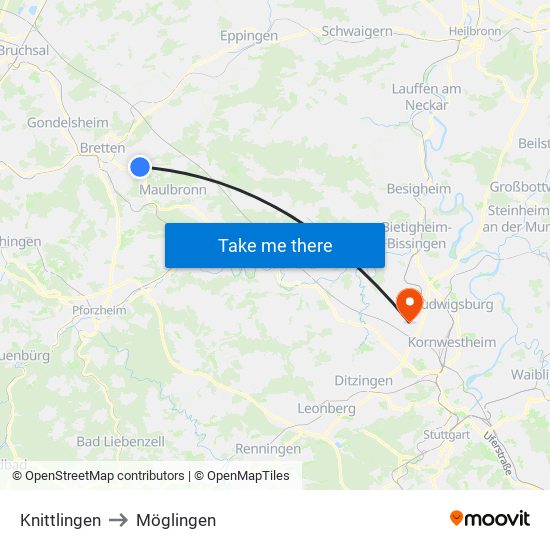 Knittlingen to Möglingen map