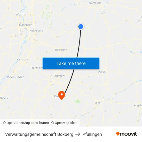 Verwaltungsgemeinschaft Boxberg to Pfullingen map