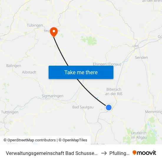 Verwaltungsgemeinschaft Bad Schussenried to Pfullingen map