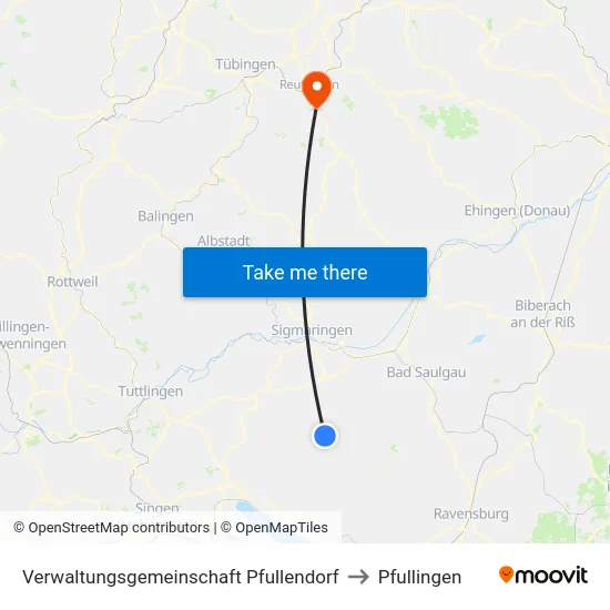 Verwaltungsgemeinschaft Pfullendorf to Pfullingen map