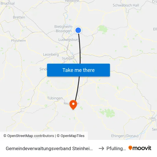 Gemeindeverwaltungsverband Steinheim-Murr to Pfullingen map