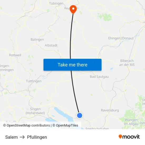 Salem to Pfullingen map