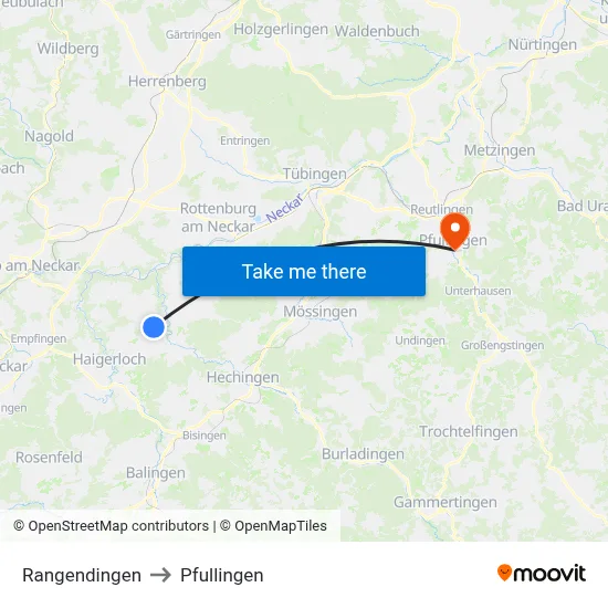 Rangendingen to Pfullingen map