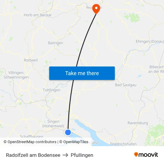 Radolfzell am Bodensee to Pfullingen map