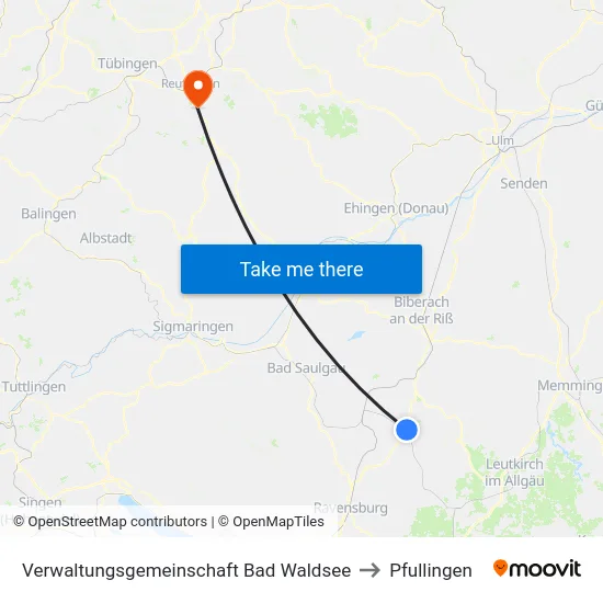 Verwaltungsgemeinschaft Bad Waldsee to Pfullingen map