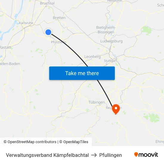Verwaltungsverband Kämpfelbachtal to Pfullingen map