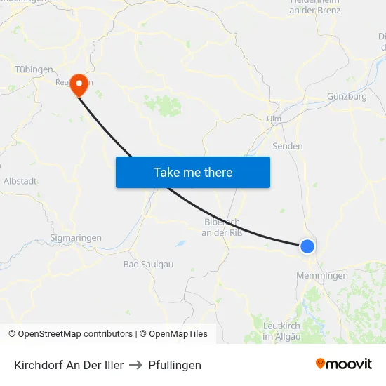 Kirchdorf An Der Iller to Pfullingen map