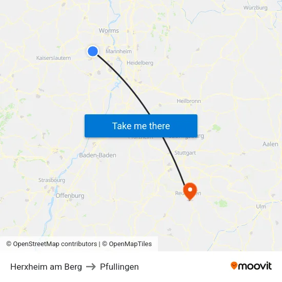 Herxheim am Berg to Pfullingen map