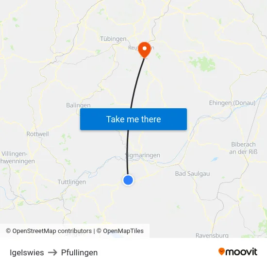 Igelswies to Pfullingen map
