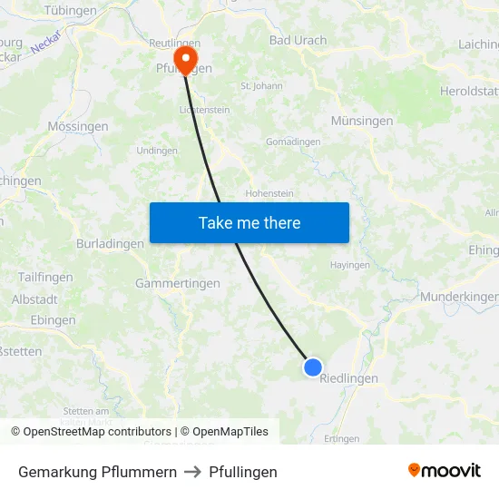 Gemarkung Pflummern to Pfullingen map
