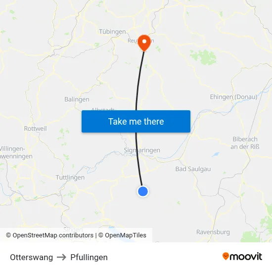 Otterswang to Pfullingen map