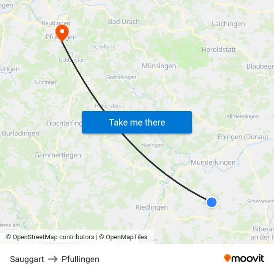 Sauggart to Pfullingen map