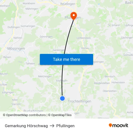 Gemarkung Hörschwag to Pfullingen map