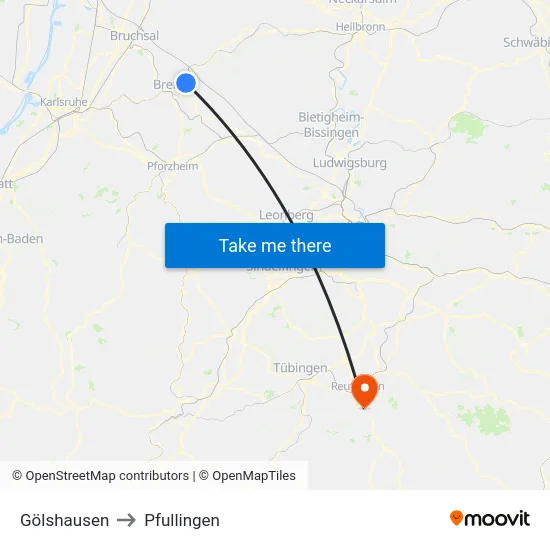 Gölshausen to Pfullingen map