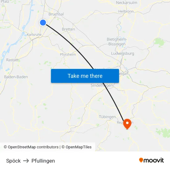 Spöck to Pfullingen map