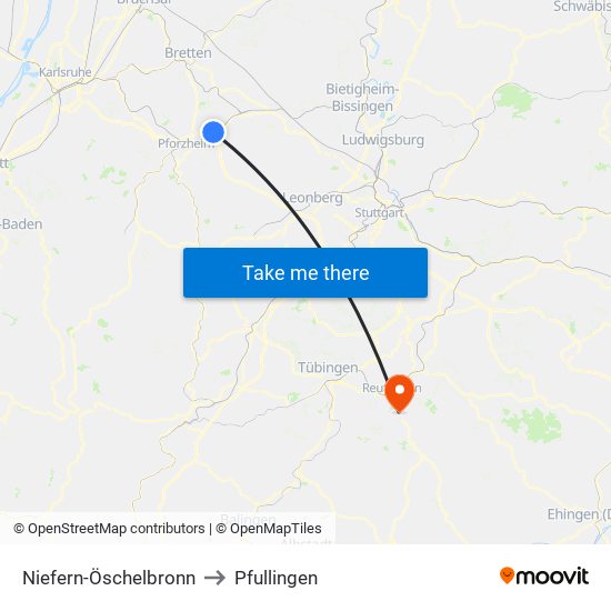 Niefern-Öschelbronn to Pfullingen map