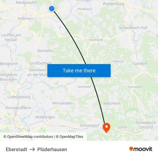 Eberstadt to Plüderhausen map