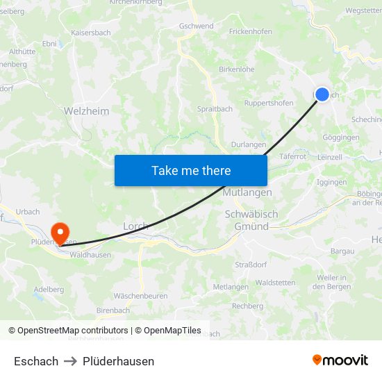 Eschach to Plüderhausen map