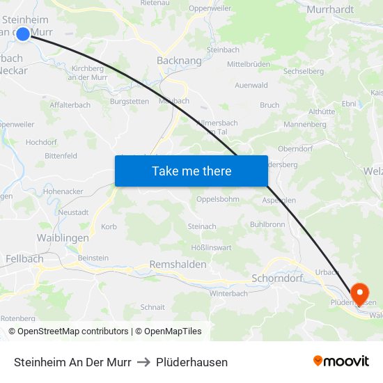 Steinheim An Der Murr to Plüderhausen map