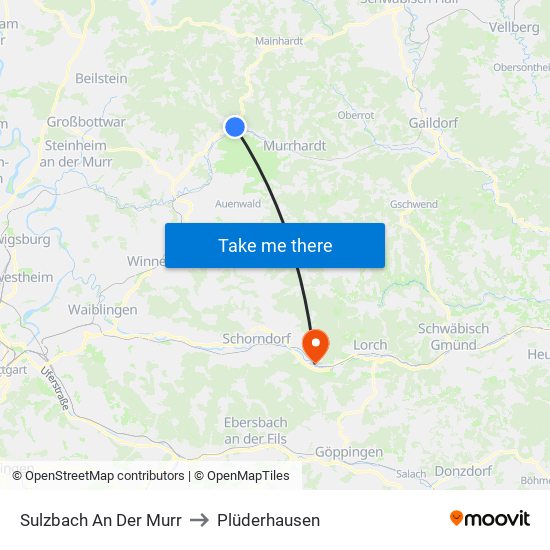 Sulzbach An Der Murr to Plüderhausen map