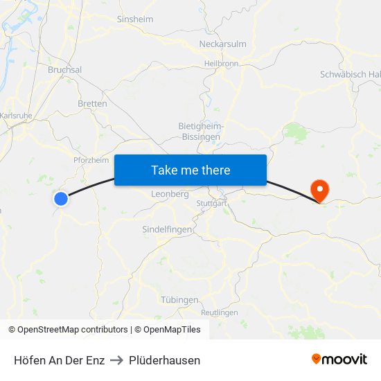 Höfen An Der Enz to Plüderhausen map